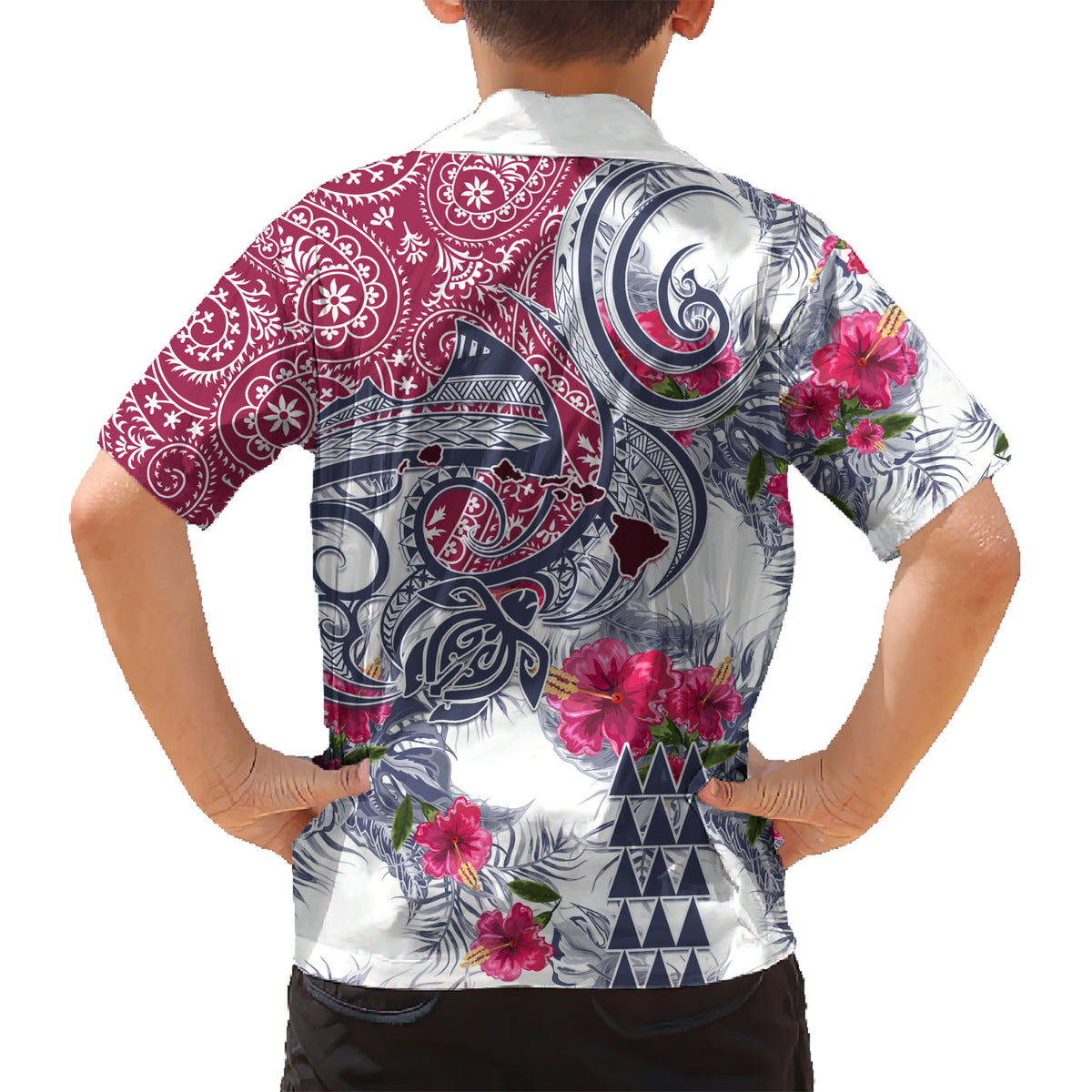Hawaii Kakau Mix Paisley Pattern Kid Hawaiian Shirt Polynesian Tropical Unique Style LT01 - Polynesian Pride
