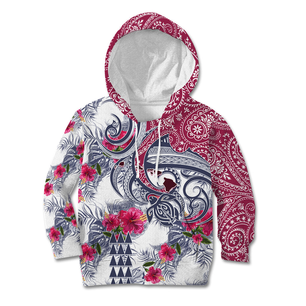 Hawaii Kakau Mix Paisley Pattern Kid Hoodie Polynesian Tropical Unique Style LT01 White - Polynesian Pride