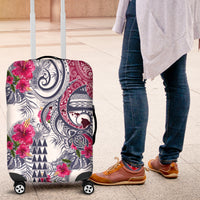 Hawaii Kakau Mix Paisley Pattern Luggage Cover Polynesian Tropical Unique Style LT01 White - Polynesian Pride