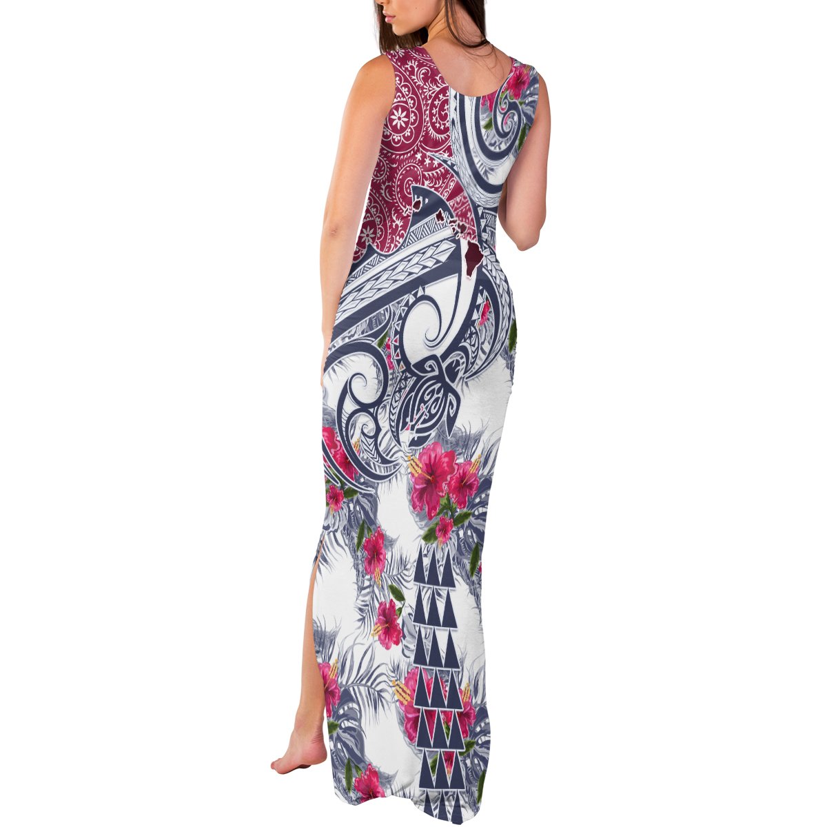 Hawaii Kakau Mix Paisley Pattern Tank Maxi Dress Polynesian Tropical Unique Style LT01 - Polynesian Pride