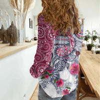 Hawaii Kakau Mix Paisley Pattern Women Casual Shirt Polynesian Tropical Unique Style LT01 - Polynesian Pride