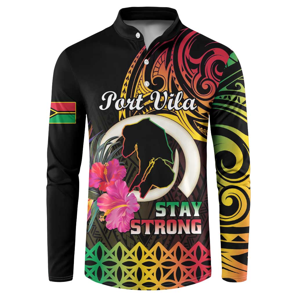 Personalised Vanuatu Port Vila Stay Strong Button Sweatshirt Long God Yumi Stanap