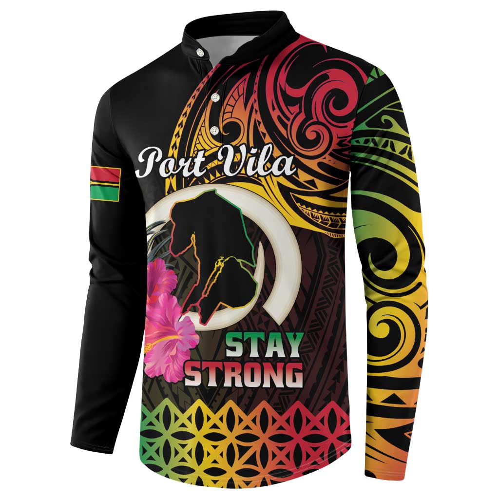 Personalised Vanuatu Port Vila Stay Strong Button Sweatshirt Long God Yumi Stanap