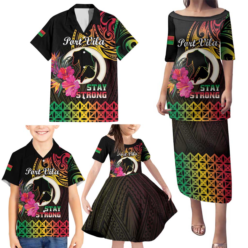 Personalised Vanuatu Port Vila Stay Strong Family Matching Puletasi and Hawaiian Shirt Long God Yumi Stanap LT01 - Polynesian Pride