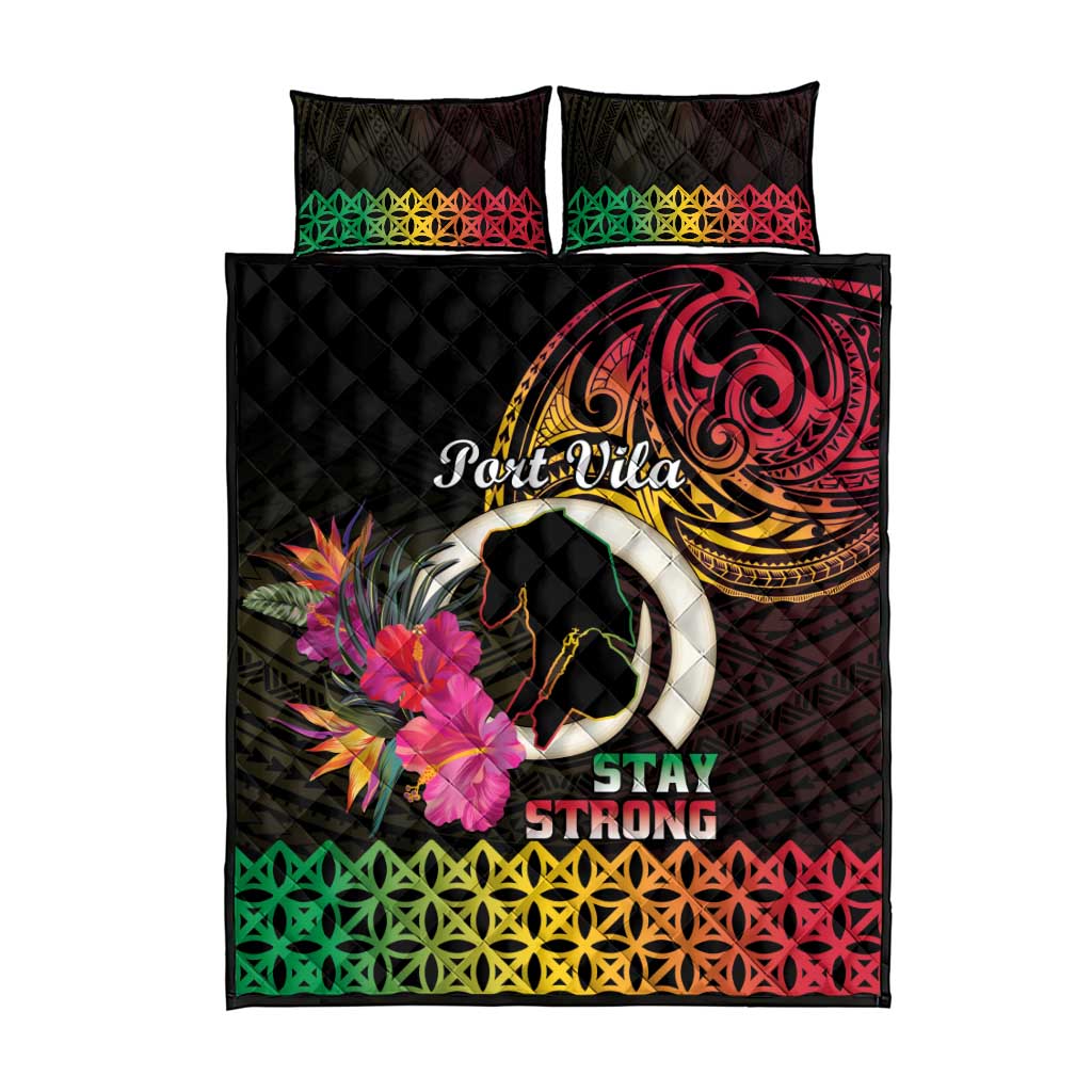 Vanuatu Port Vila Stay Strong Quilt Bed Set Long God Yumi Stanap