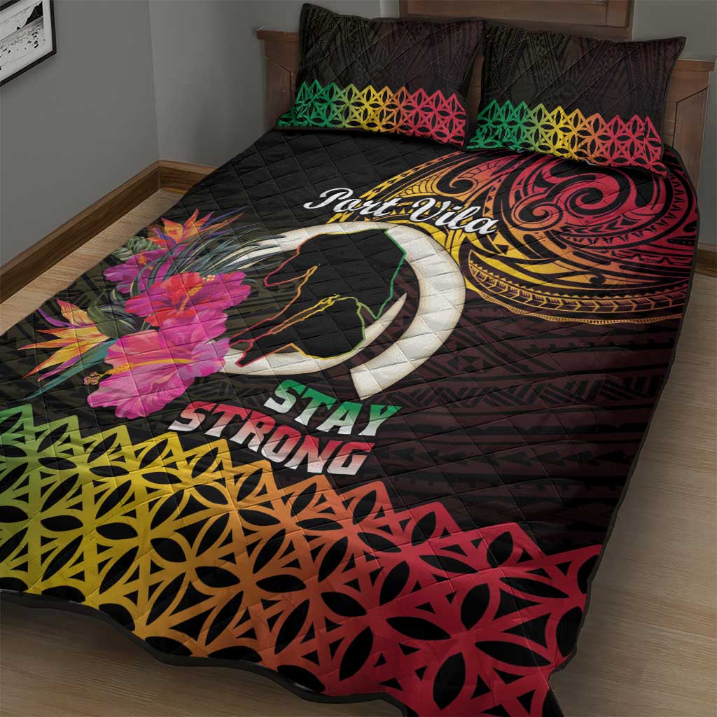 Vanuatu Port Vila Stay Strong Quilt Bed Set Long God Yumi Stanap