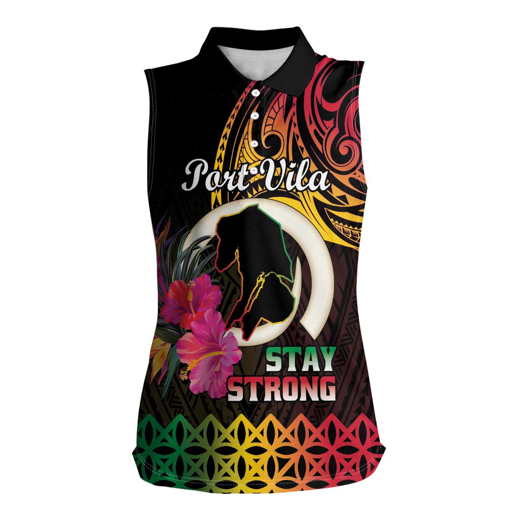 Personalised Vanuatu Port Vila Stay Strong Women Sleeveless Polo Shirt Long God Yumi Stanap