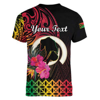 Personalised Vanuatu Port Vila Stay Strong Women V-Neck T-Shirt Long God Yumi Stanap