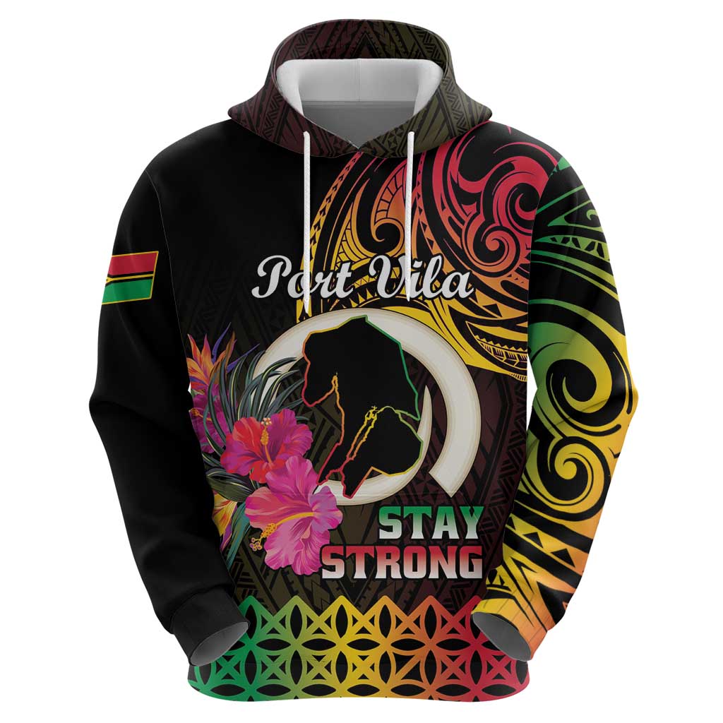 Personalised Vanuatu Port Vila Stay Strong Zip Hoodie Long God Yumi Stanap