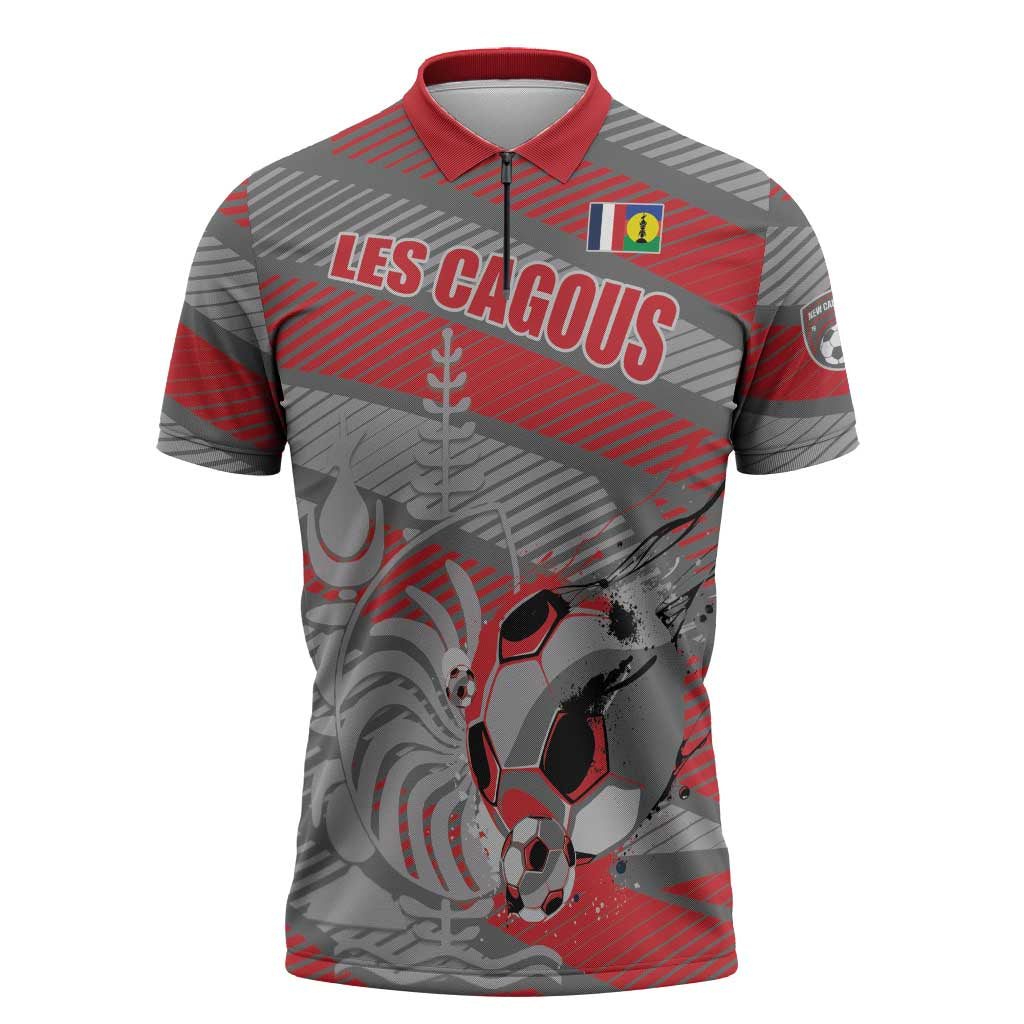 Custom Football 2026 New Caledonia Zipper Polo Shirt Kagus Come On