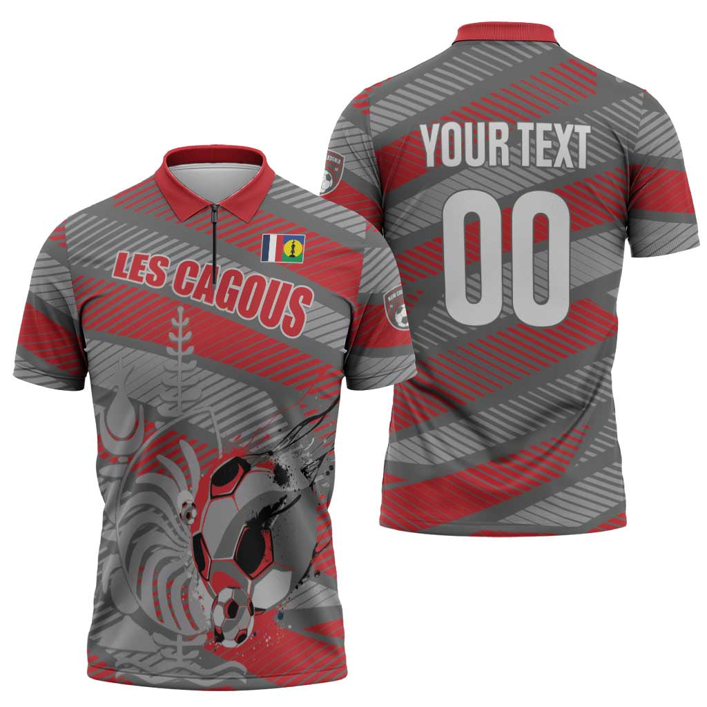Custom Football 2026 New Caledonia Zipper Polo Shirt Kagus Come On