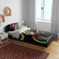 Hawaii Map Kanaka Maoli Bedding Set Fantastic Frangipani Reggae