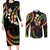 Hawaii Map Kanaka Maoli Couples Matching Long Sleeve Bodycon Dress and Long Sleeve Button Shirt Fantastic Frangipani Reggae