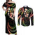 Hawaii Map Kanaka Maoli Couples Matching Off Shoulder Maxi Dress and Long Sleeve Button Shirt Fantastic Frangipani Reggae