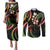 Hawaii Map Kanaka Maoli Couples Matching Puletasi and Long Sleeve Button Shirt Fantastic Frangipani Reggae