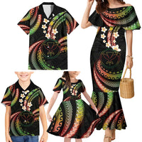 Hawaii Map Kanaka Maoli Family Matching Mermaid Dress and Hawaiian Shirt Fantastic Frangipani Reggae LT01 - Polynesian Pride