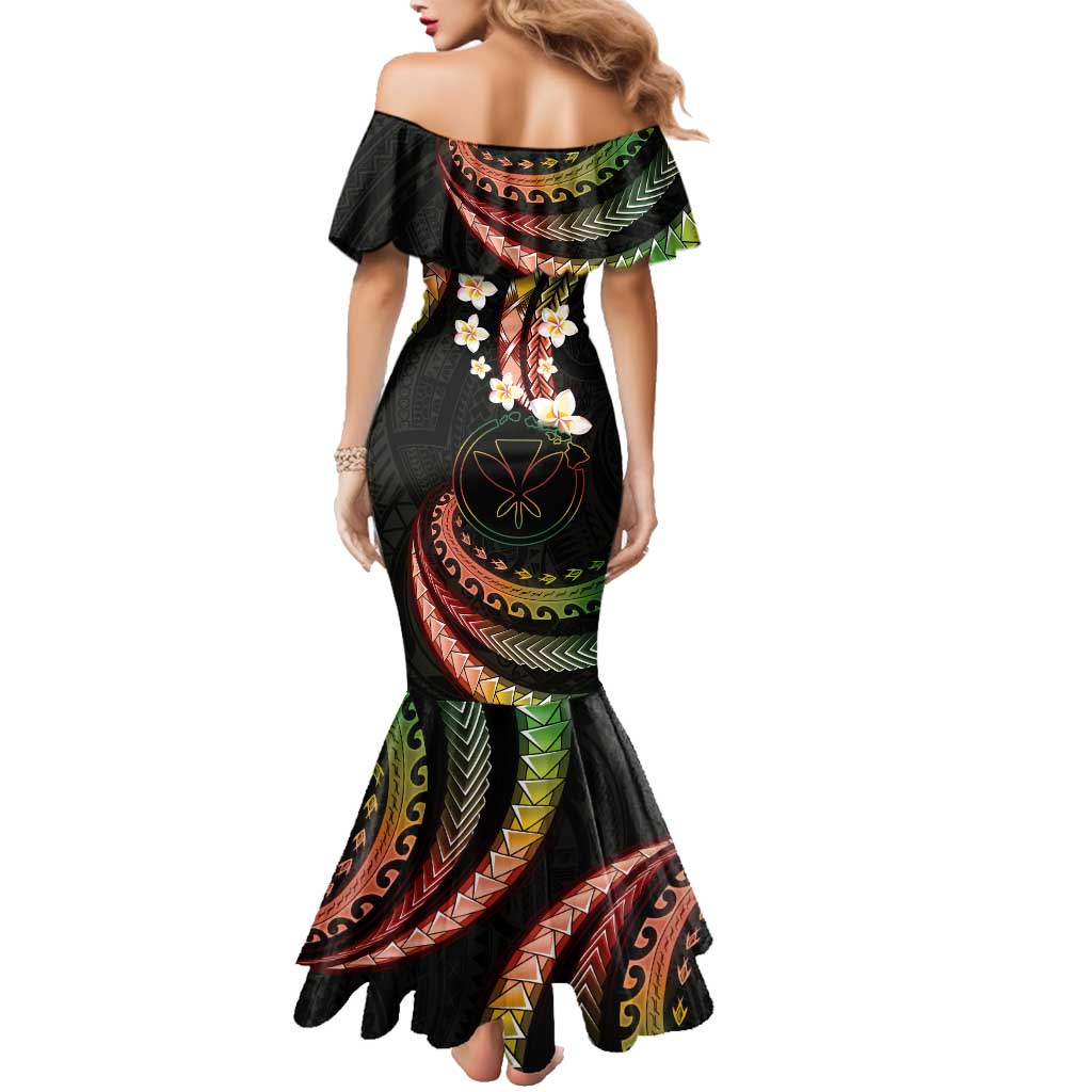 Hawaii Map Kanaka Maoli Family Matching Mermaid Dress and Hawaiian Shirt Fantastic Frangipani Reggae LT01 - Polynesian Pride