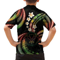 Hawaii Map Kanaka Maoli Family Matching Off The Shoulder Long Sleeve Dress and Hawaiian Shirt Fantastic Frangipani Reggae LT01 - Polynesian Pride