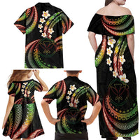 Hawaii Map Kanaka Maoli Family Matching Off Shoulder Maxi Dress and Hawaiian Shirt Fantastic Frangipani Reggae LT01 - Polynesian Pride