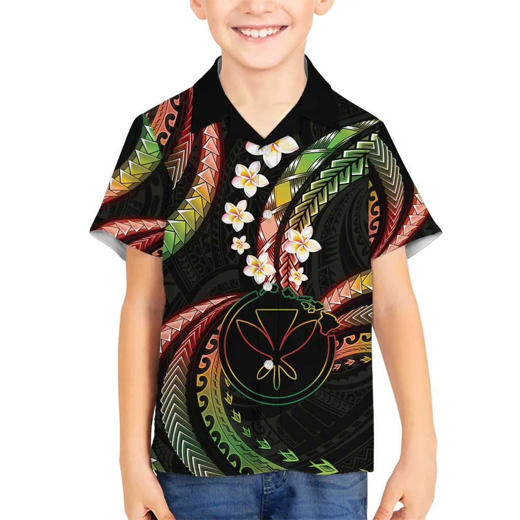 Hawaii Map Kanaka Maoli Family Matching Off Shoulder Maxi Dress and Hawaiian Shirt Fantastic Frangipani Reggae LT01 Son's Shirt Reggae - Polynesian Pride