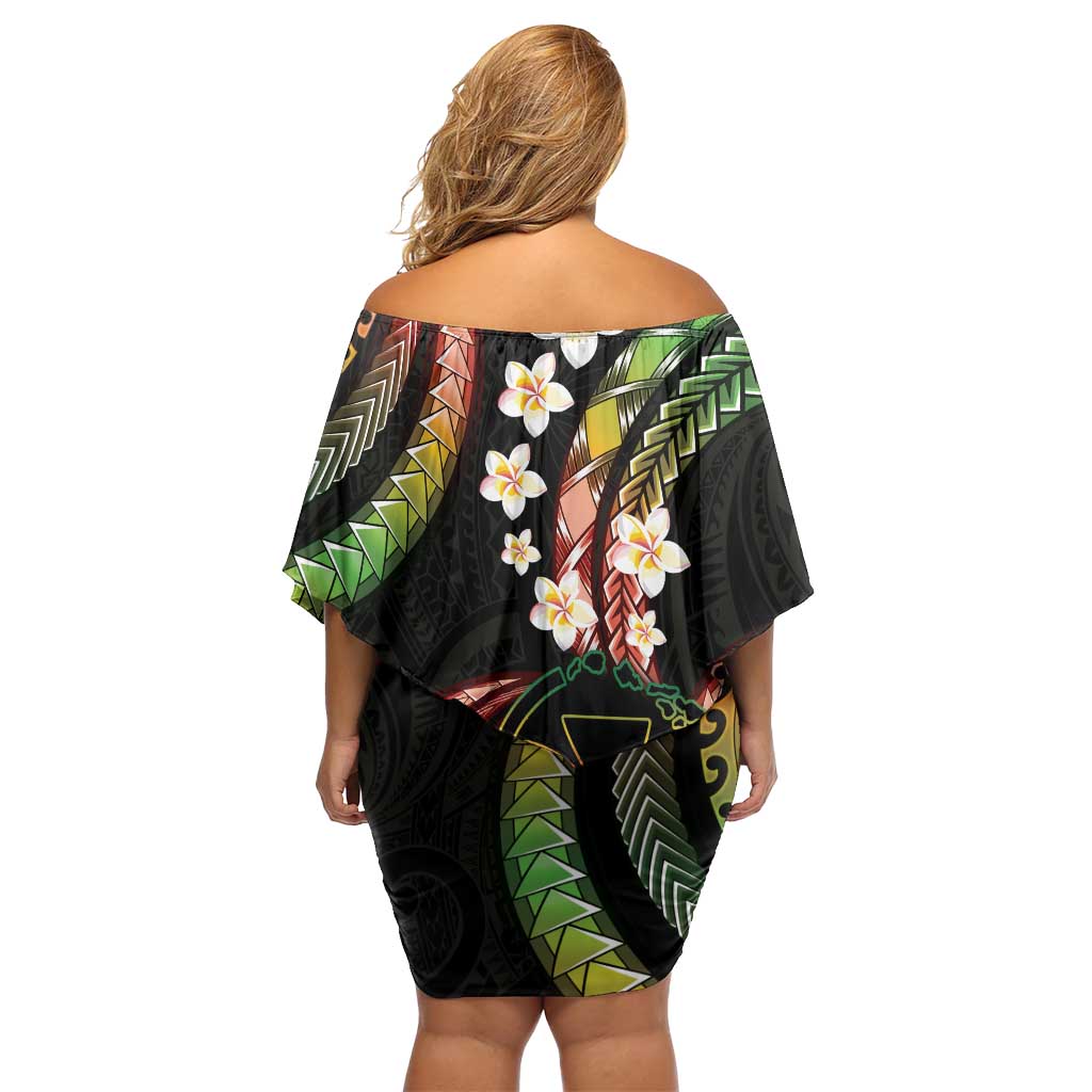 Hawaii Map Kanaka Maoli Family Matching Off Shoulder Short Dress and Hawaiian Shirt Fantastic Frangipani Reggae LT01 - Polynesian Pride