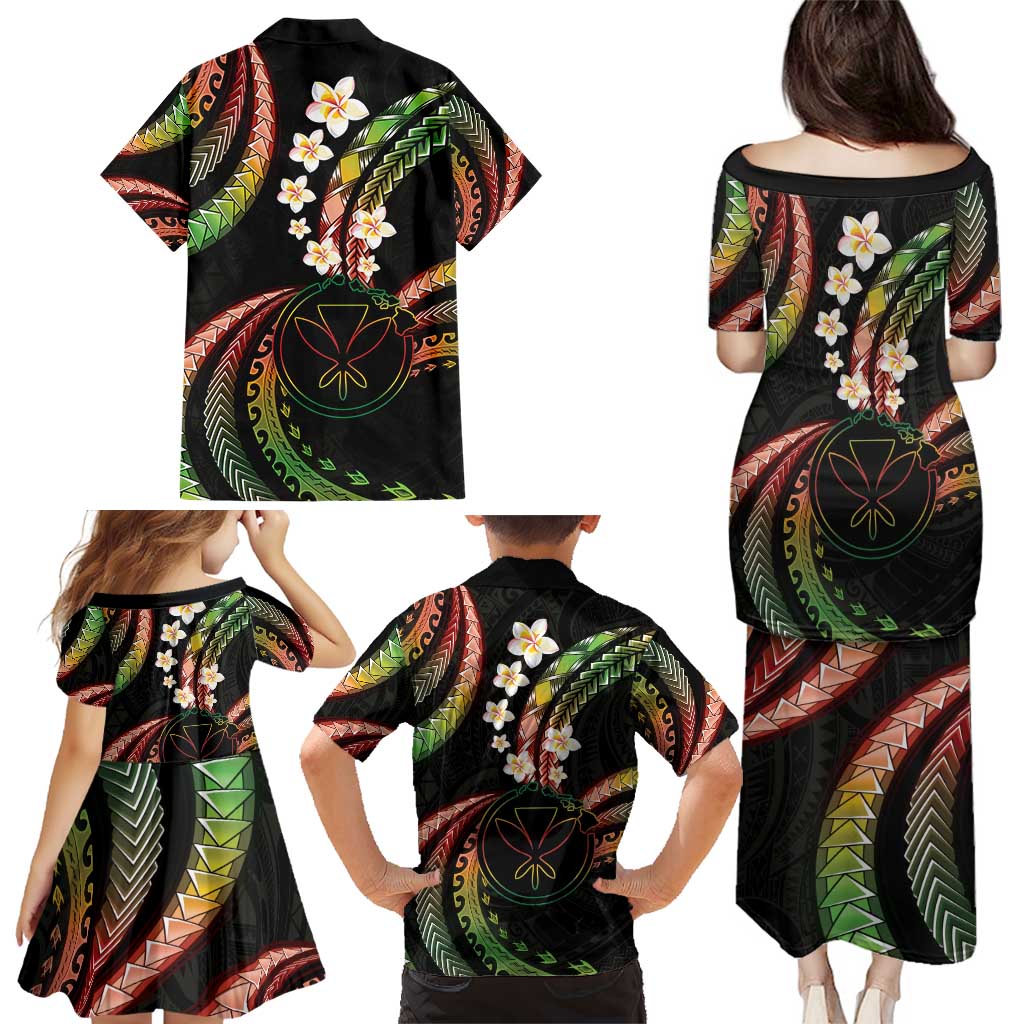 Hawaii Map Kanaka Maoli Family Matching Puletasi and Hawaiian Shirt Fantastic Frangipani Reggae LT01 - Polynesian Pride