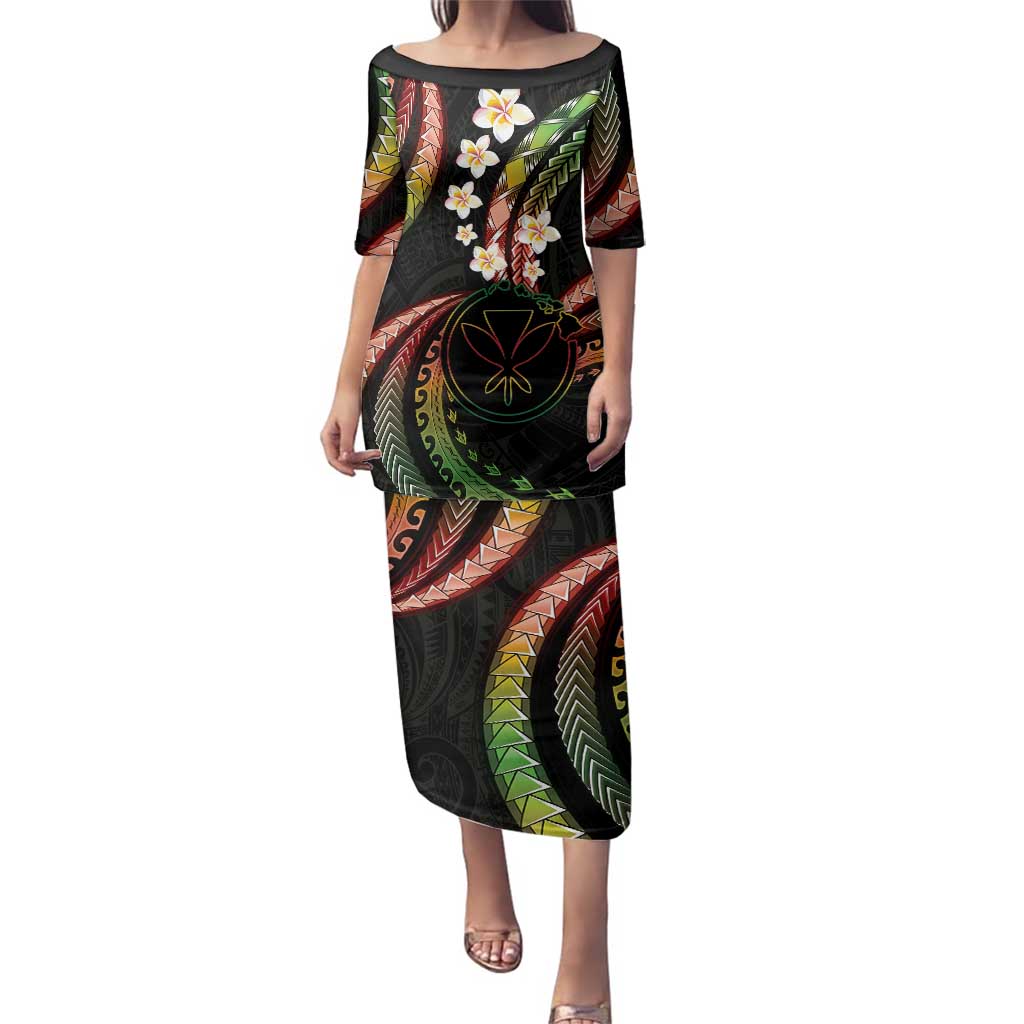 Hawaii Map Kanaka Maoli Family Matching Puletasi and Hawaiian Shirt Fantastic Frangipani Reggae LT01 Mom's Dress Reggae - Polynesian Pride
