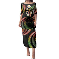 Hawaii Map Kanaka Maoli Family Matching Puletasi and Hawaiian Shirt Fantastic Frangipani Reggae LT01 Mom's Dress Reggae - Polynesian Pride