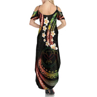 Hawaii Map Kanaka Maoli Family Matching Summer Maxi Dress and Hawaiian Shirt Fantastic Frangipani Reggae LT01 - Polynesian Pride