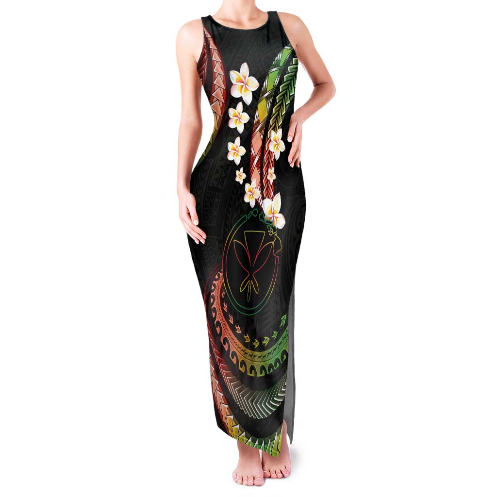 Hawaii Map Kanaka Maoli Family Matching Tank Maxi Dress and Hawaiian Shirt Fantastic Frangipani Reggae LT01 Mom's Dress Reggae - Polynesian Pride