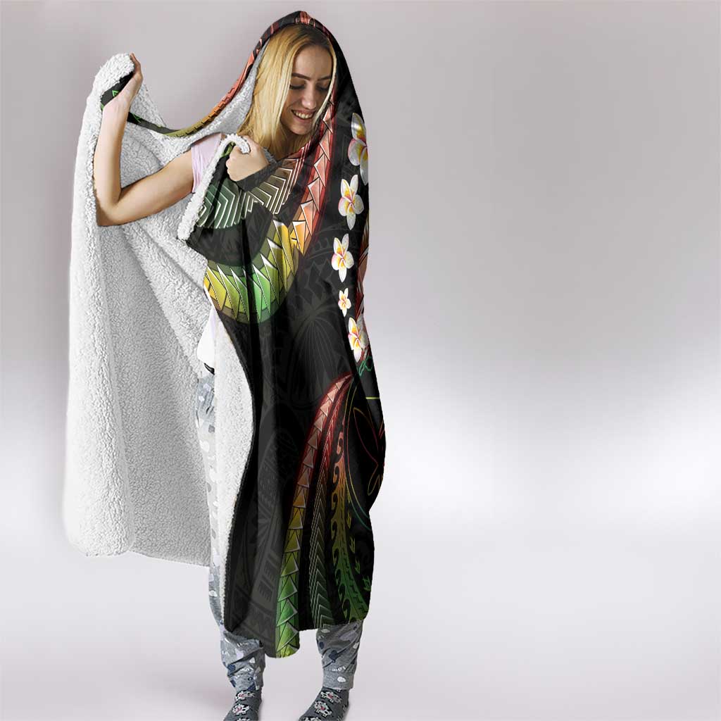 Hawaii Map Kanaka Maoli Hooded Blanket Fantastic Frangipani Reggae