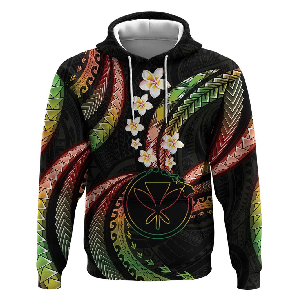 Hawaii Map Kanaka Maoli Hoodie Fantastic Frangipani Reggae