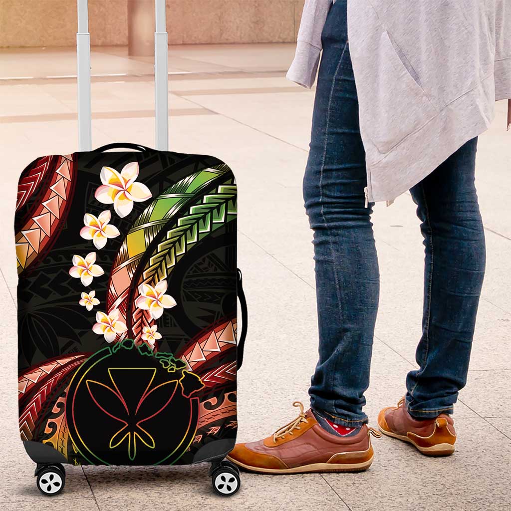 Hawaii Map Kanaka Maoli Luggage Cover Fantastic Frangipani Reggae
