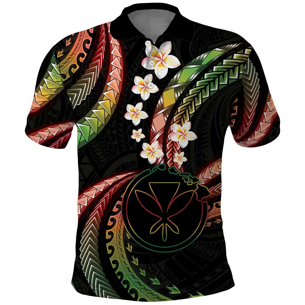 Hawaii Map Kanaka Maoli Polo Shirt Fantastic Frangipani Reggae