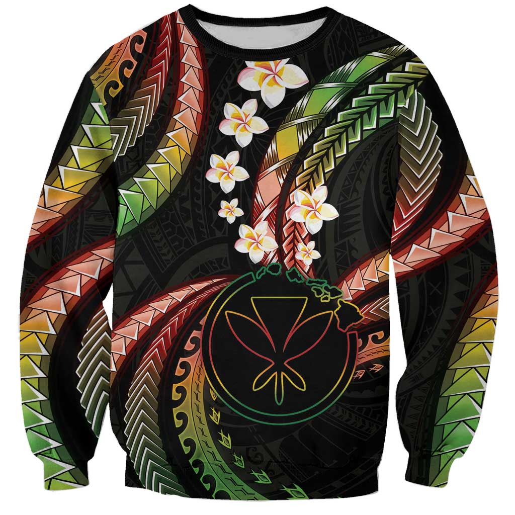 Hawaii Map Kanaka Maoli Sweatshirt Fantastic Frangipani Reggae LT01 Unisex Reggae - Polynesian Pride