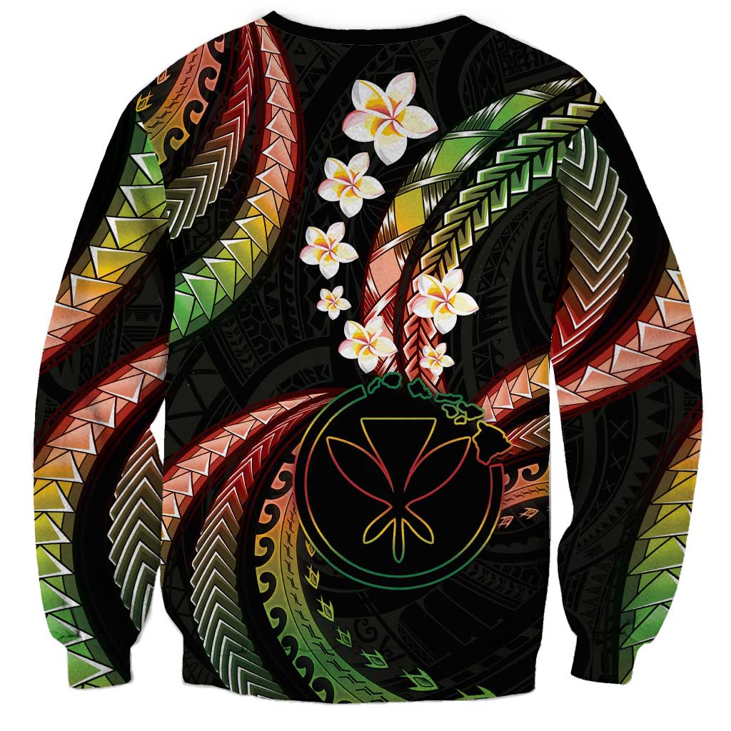 Hawaii Map Kanaka Maoli Sweatshirt Fantastic Frangipani Reggae LT01 - Polynesian Pride