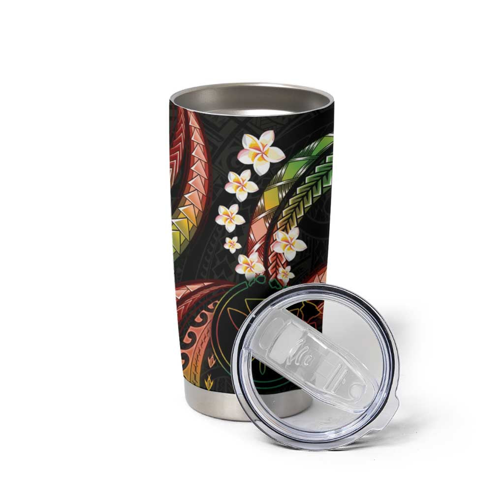 Hawaii Map Kanaka Maoli Tumbler Cup Fantastic Frangipani Reggae