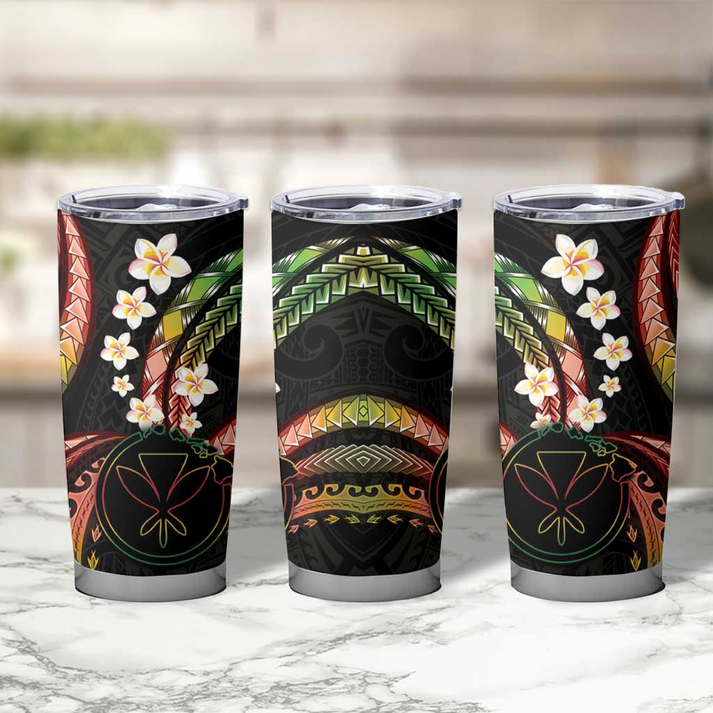 Hawaii Map Kanaka Maoli Tumbler Cup Fantastic Frangipani Reggae