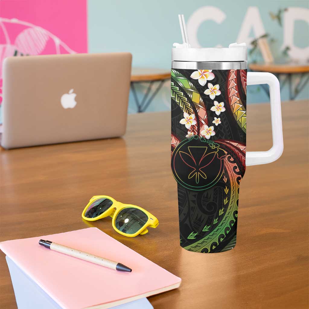 Hawaii Map Kanaka Maoli Tumbler With Handle Fantastic Frangipani Reggae