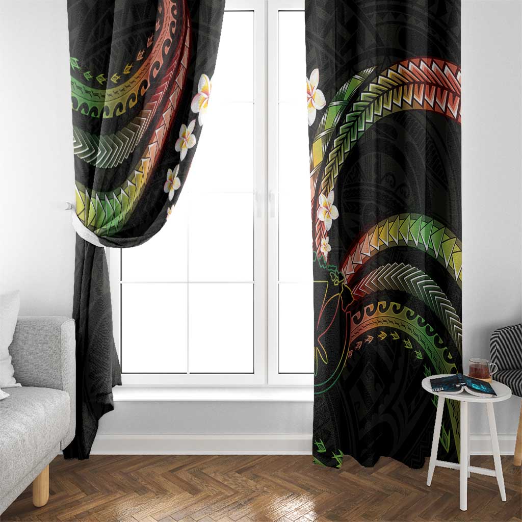 Hawaii Map Kanaka Maoli Window Curtain Fantastic Frangipani Reggae