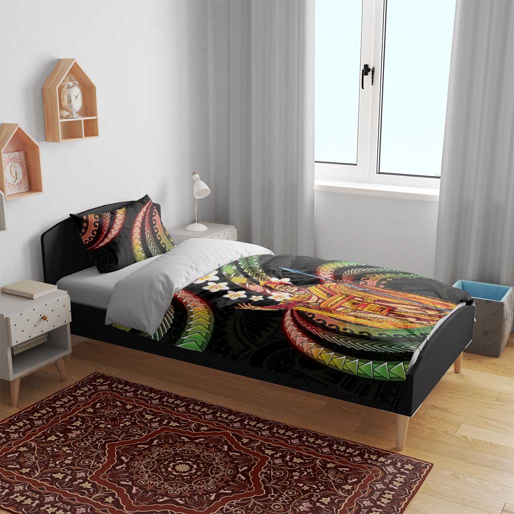 Hawaii King Kamehameha Bedding Set Fantastic Plumeria Reggae