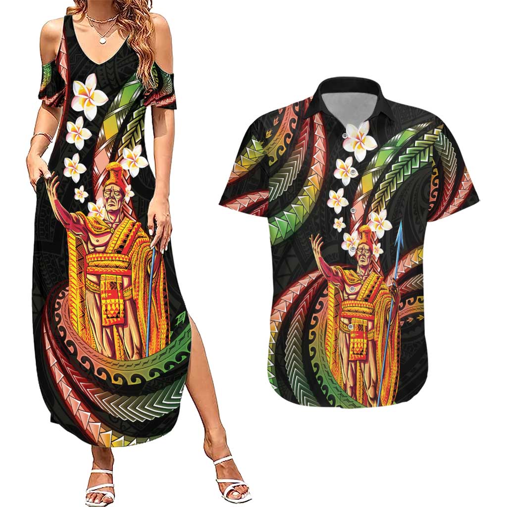Hawaii King Kamehameha Couples Matching Summer Maxi Dress and Hawaiian Shirt Fantastic Plumeria Reggae LT01 Reggae - Polynesian Pride