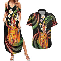 Hawaii King Kamehameha Couples Matching Summer Maxi Dress and Hawaiian Shirt Fantastic Plumeria Reggae LT01 Reggae - Polynesian Pride
