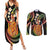 Hawaii King Kamehameha Couples Matching Summer Maxi Dress and Long Sleeve Button Shirt Fantastic Plumeria Reggae