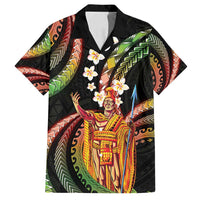 Hawaii King Kamehameha Family Matching Long Sleeve Bodycon Dress and Hawaiian Shirt Fantastic Plumeria Reggae LT01 Dad's Shirt - Short Sleeve Reggae - Polynesian Pride