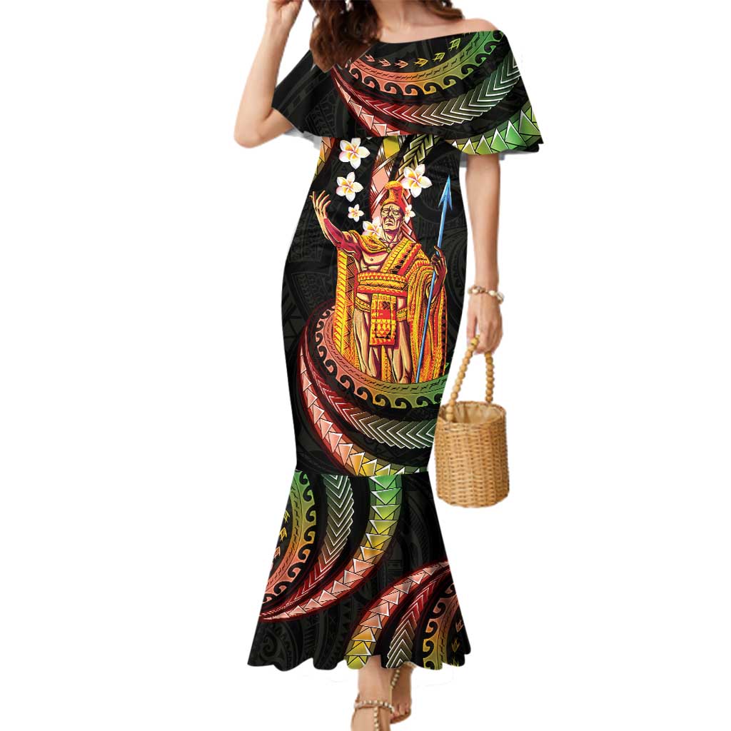Hawaii King Kamehameha Family Matching Mermaid Dress and Hawaiian Shirt Fantastic Plumeria Reggae LT01 Mom's Dress Reggae - Polynesian Pride