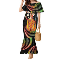 Hawaii King Kamehameha Family Matching Mermaid Dress and Hawaiian Shirt Fantastic Plumeria Reggae LT01 Mom's Dress Reggae - Polynesian Pride