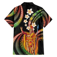 Hawaii King Kamehameha Family Matching Off The Shoulder Long Sleeve Dress and Hawaiian Shirt Fantastic Plumeria Reggae LT01 - Polynesian Pride