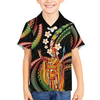 Hawaii King Kamehameha Family Matching Off Shoulder Maxi Dress and Hawaiian Shirt Fantastic Plumeria Reggae LT01 Son's Shirt Reggae - Polynesian Pride