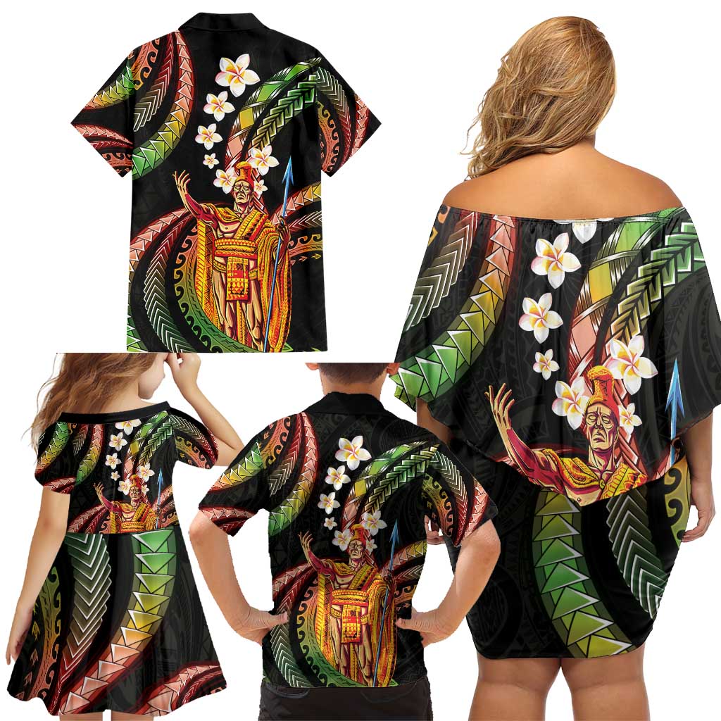Hawaii King Kamehameha Family Matching Off Shoulder Short Dress and Hawaiian Shirt Fantastic Plumeria Reggae LT01 - Polynesian Pride